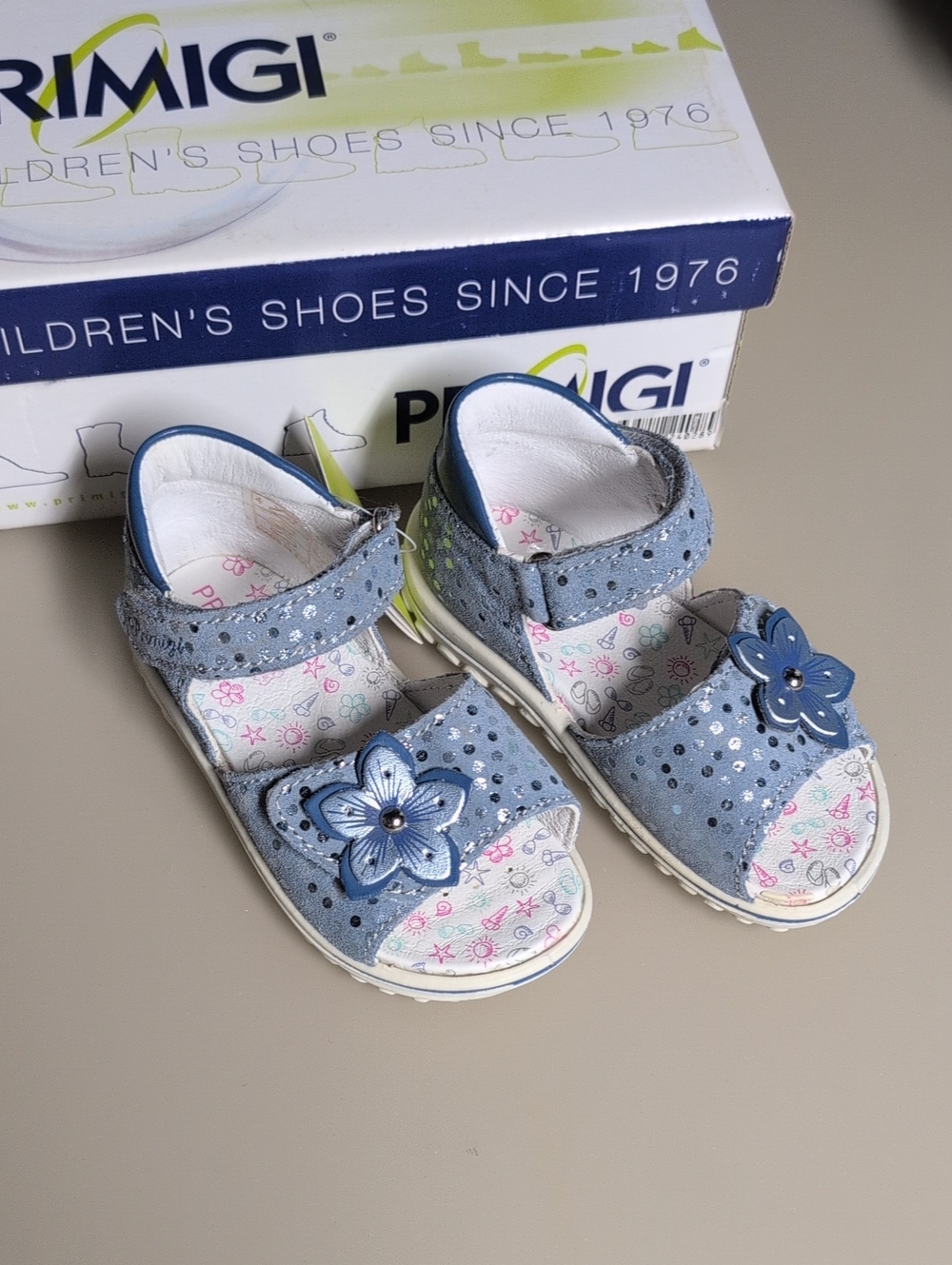 Primigi Light Blue Floral Accent Girls' Sandals